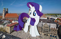 Size: 2500x1600 | Tagged: safe, artist:theotterpony, character:rarity, species:pony, germany, giant pony, irl, macro, munich, photo, ponies in real life, solo