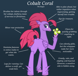 Size: 1100x1074 | Tagged: safe, artist:bsting, oc, oc:cobalt coral, species:hippogriff, dock, featureless crotch, gem, hippogriff oc, plot, solo, thief
