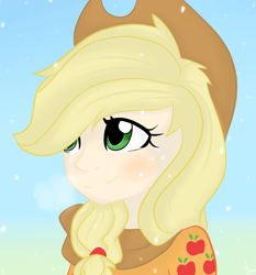 Size: 900x964 | Tagged: safe, artist:marisalle, character:applejack, bust, female, humanized, portrait, solo