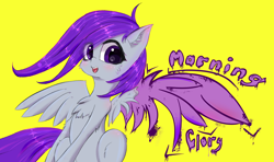 Size: 1400x827 | Tagged: safe, artist:mistleinn, oc, oc only, oc:morning glory (project horizons), species:pegasus, species:pony, fallout equestria, fallout equestria: project horizons, blushing, fanfic art, graffiti, simple background, solo