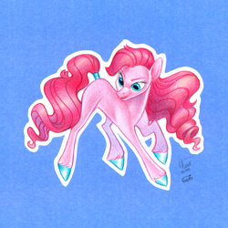 Size: 3492x3492 | Tagged: safe, artist:eeviart, character:pinkie pie, species:pony, colored hooves, female, mare, simple background, smiling, solo, tail wrap