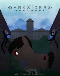 Size: 2400x3000 | Tagged: safe, artist:darksoma, oc, oc:lucas eight, species:earth pony, species:pony, black vine, brick wall, castle, cover art, fanfic art, high res, mountain, overgrown, prologue, solo, species:darksider, tall grass, the darksiders: prologue, void crystal