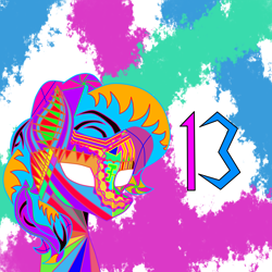 Size: 4000x4000 | Tagged: safe, artist:keshakadens, species:pony, 13, abstract, abstract background, head, solo
