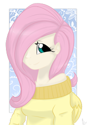 Size: 1280x1839 | Tagged: safe, artist:marisalle, character:fluttershy, bust, female, humanized, portrait, solo
