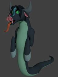 Size: 816x1080 | Tagged: safe, artist:dracagon, character:queen chrysalis, episode:frenemies, g4, my little pony: friendship is magic, 3d, disguise, disguised changeling, fangs, female, forked tongue, ophiotaurus, solo, tongue out, wip