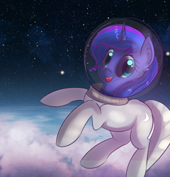 Size: 2435x2534 | Tagged: safe, artist:autumnvoyage, character:princess luna, species:alicorn, species:pony, astronaut, cloud, female, solo, space, space suit, stars