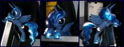 Size: 4368x1672 | Tagged: safe, artist:madponyscientist, character:princess luna, species:pony, computer screen, craft, irl, photo, solo