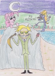 Size: 2290x3142 | Tagged: safe, artist:darkknightwolf2011, character:pinkie pie, character:steven magnet, episode:friendship is magic, g4, my little pony: friendship is magic, courage the cowardly dog, crossover, freaky fred, traditional art