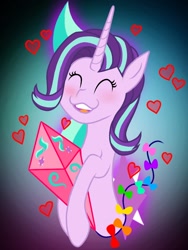 Size: 768x1024 | Tagged: safe, artist:delfinaluther, character:starlight glimmer, species:pony, species:unicorn, blushing, cute, eyes closed, female, glimmerbetes, heart, kite, solo, that pony sure does love kites