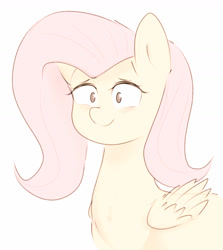 Size: 1043x1171 | Tagged: safe, artist:c0pter, character:fluttershy, species:pegasus, species:pony, bust, colored sketch, female, folded wings, mare, simple background, solo, three quarter view, white background, wings, wip