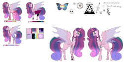 Size: 9921x4960 | Tagged: safe, artist:moonlight0shadow0, oc, oc only, oc:lovebug (ice1517), parent:princess cadance, parent:queen chrysalis, parents:cadalis, species:changepony, species:pony, icey-verse, absurd resolution, boots, bracelet, choker, clothing, crown, dress, ear piercing, earring, female, heart, hoodie, hoof shoes, horn, horn ring, hybrid, interspecies offspring, jeans, jewelry, leggings, magical lesbian spawn, mare, multicolored hair, necklace, offspring, pants, piercing, reference sheet, regalia, shirt, shoes, simple background, skirt, socks, solo, stockings, striped socks, t-shirt, tattoo, thigh highs, transparent background, wristband