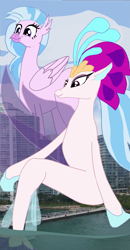 Size: 2323x4468 | Tagged: safe, artist:oceanrailroader, character:queen novo, character:silverstream, species:hippogriff, species:pony, species:seapony (g4), my little pony: the movie (2017), aunt and niece, giant seapony, irl, macro, photo, ponies in real life