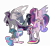 Size: 6803x6236 | Tagged: safe, artist:moonlight0shadow0, character:princess flurry heart, character:princess skyla, oc, oc:espion, oc:lovebug (ice1517), oc:prince dust, oc:princess black lichen, oc:starbright sword, parent:princess cadance, parent:queen chrysalis, parent:shining armor, parents:cadalis, parents:shining chrysalis, parents:shiningcadance, species:alicorn, species:changeling, species:changepony, species:pony, species:unicorn, icey-verse, alicorn oc, brother and sister, brothers, changeling oc, dog tags, ear piercing, earring, female, flower, flower in hair, flying, hybrid, interspecies offspring, jewelry, magical lesbian spawn, male, mare, multicolored hair, offspring, older, older flurry heart, piercing, purple changeling, raised hoof, raised leg, scar, siblings, simple background, sisters, sitting, stallion, tattoo, trans female, transgender, transparent background, unshorn fetlocks, wall of tags, white changeling