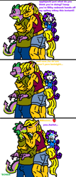 Size: 347x810 | Tagged: safe, artist:tmntfan85, character:applejack, character:rarity, character:spike, species:anthro, ship:applespike, comic, female, implied shipping, implied sparity, implied straight, kissing, male, older, older spike, shipping, simple background, straight, white background