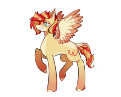 Size: 1870x1502 | Tagged: safe, artist:corporalvortex, part of a set, character:sunset shimmer, species:pegasus, species:pony, alternate color palette, alternate cutie mark, alternate design, alternate hairstyle, coat markings, colored ears, colored hooves, colored wings, cute, ear fluff, female, mare, pegasus sunset shimmer, race swap, simple background, smiling, solo, tail feathers, two toned mane, white background, wings