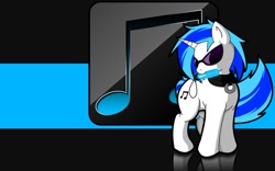Size: 1280x800 | Tagged: safe, artist:shnider, character:dj pon-3, character:vinyl scratch, species:pony, species:unicorn, collar, female, glowstick, mare, mouth hold, solo, wallpaper
