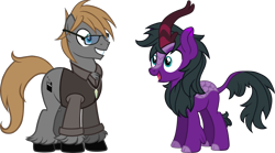 Size: 2030x1125 | Tagged: safe, artist:theeditormlp, oc, oc only, oc:christian, oc:the editor, species:earth pony, species:kirin, species:pony, glasses, male, simple background, stallion, sweater vest, transparent background, vector
