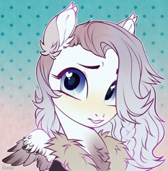 Size: 1360x1381 | Tagged: safe, artist:vensual99, rcf community, oc, species:pegasus, species:pony, blue eyes, bust, female, heart eyes, mare, pegasus oc, solo, wingding eyes