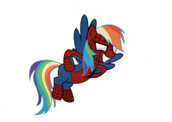 Size: 1390x990 | Tagged: safe, artist:diegotan, character:rainbow dash, species:pony, background removed, simple background, smiling, spider-man, transparent background, vector