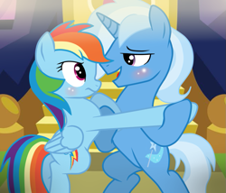 Size: 967x827 | Tagged: safe, artist:missxxfofa123, character:rainbow dash, character:trixie, species:pony, ship:trixdash, female, half r63 shipping, male, rule 63, shipping, straight, tristan
