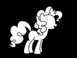 Size: 800x600 | Tagged: safe, artist:baka-neku, character:pinkie pie, species:earth pony, species:pony, black and white, female, grayscale, monochrome, solo, stencil