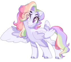 Size: 1824x1583 | Tagged: safe, artist:corporalvortex, artist:klewgcg, base used, oc, oc:rainbow confetti, parent:pinkie pie, parent:rainbow dash, parents:pinkiedash, species:pegasus, species:pony, coat markings, colored ears, colored wings, eye clipping through hair, magical lesbian spawn, mottled coat, multicolored hair, multicolored wings, oc redesign, offspring, one wing out, rainbow hair, simple background, socks (coat marking), solo, star (coat marking), tail feathers, transparent background, wings