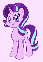 Size: 2000x2847 | Tagged: safe, artist:esfelt, character:starlight glimmer, species:pony, species:unicorn, cute, female, glimmerbetes, looking at you, mare, pink background, simple background, smiling, solo, standing