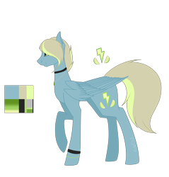Size: 6200x6496 | Tagged: safe, artist:moonlight0shadow0, oc, oc only, oc:lemon zap, parent:lightning dust, parent:limestone pie, parents:limedust, species:earth pony, species:pony, icey-verse, absurd resolution, bracelet, choker, ear piercing, earring, female, jewelry, magical lesbian spawn, mare, necklace, offspring, piercing, raised hoof, redesign, reference sheet, simple background, solo, transparent background, wristband