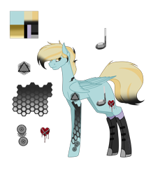 Size: 6200x6496 | Tagged: safe, artist:moonlight0shadow0, oc, oc only, oc:thunder rock, parent:lightning dust, parent:limestone pie, parents:limedust, species:pegasus, species:pony, icey-verse, absurd resolution, boots, clothing, ear piercing, earring, female, jewelry, magical lesbian spawn, mare, offspring, piercing, redesign, reference sheet, shoes, simple background, socks, solo, tattoo, transparent background