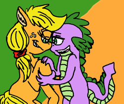 Size: 638x536 | Tagged: safe, artist:tmntfan85, character:applejack, character:spike, ship:applespike, female, male, shipping, straight