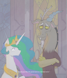 Size: 1836x2136 | Tagged: safe, artist:c0pter, character:discord, character:princess celestia, episode:the ending of the end, g4, my little pony: friendship is magic, scene interpretation