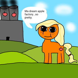 Size: 1200x1200 | Tagged: safe, artist:lewdman03, character:applejack, species:earth pony, species:pony, apple, farm, food, happy birthday mlp:fim, mlp fim's ninth anniversary, out of character