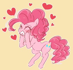 Size: 1137x1086 | Tagged: safe, artist:nota_mano, character:pinkie pie, species:earth pony, species:pony, blushing, cute, diapinkes, dock, eyes closed, female, heart, heart tongue, open mouth, solo
