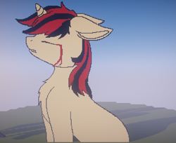 Size: 1323x1079 | Tagged: safe, artist:etoile-de-feu, artist:starlessnight22, oc, oc only, oc:blackjack, species:pony, species:unicorn, fallout equestria, fallout equestria: project horizons, blood, bloodshot eyes, crying, fanfic art, solo, tears of blood