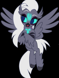 Size: 457x605 | Tagged: safe, artist:mellow91, edit, character:silverstream, character:storm king, my little pony: the movie (2017), black background, flying, glowing eyes, palette swap, possessed, possession, recolor, simple background, spread wings, vector, wings