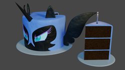 Size: 1920x1080 | Tagged: safe, artist:dracagon, character:nightmare moon, character:princess luna, species:pony, 3d, cake, food