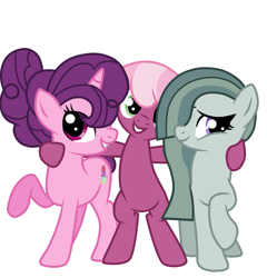 Size: 851x886 | Tagged: safe, artist:missxxfofa123, character:cheerilee, character:marble pie, character:sugar belle, species:earth pony, species:pony, species:unicorn, ship:marbelle, ship:marbilee, ship:sugarlee, ship:sugarmarilee, alternate hairstyle, bipedal, cheeribetes, cute, female, friendshipping, grin, hug, lesbian, marblebetes, mare, polyamory, polygamy, raised hoof, shipping, simple background, smiling, sugarbetes, white background