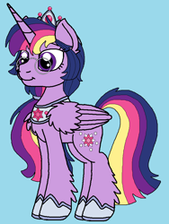 Size: 704x936 | Tagged: safe, artist:rosefang16, character:twilight sparkle, character:twilight sparkle (alicorn), species:alicorn, species:pony, astralverse, alternate hairstyle, chest fluff, crown, ear fluff, female, glasses, hoof shoes, jewelry, leg fluff, mare, redesign, regalia, solo