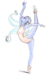 Size: 701x973 | Tagged: safe, artist:dadss_rootbeer, character:sugarcoat, my little pony:equestria girls, armpits, ballerina, ballet, dancing, female, simple background, solo, stretching, white background
