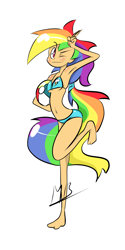 Size: 2000x4000 | Tagged: safe, artist:red-poni, character:rainbow dash, armpits, belly button, bikini, clothing, humanized, skinny, swimsuit