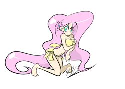 Size: 2800x2000 | Tagged: safe, artist:red-poni, character:fluttershy, belly button, bikini, breast hold, breasts, busty fluttershy, clothing, female, heart eyes, humanized, skinny, swimsuit, wingding eyes