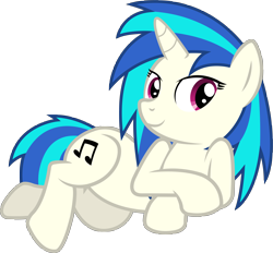 Size: 6976x6487 | Tagged: safe, artist:birthofthepheonix, character:dj pon-3, character:vinyl scratch, species:pony, species:unicorn, absurd resolution, adorasexy, crossed arms, cute, cutie mark, female, hooves, horn, lying down, mare, sexy, simple background, smiling, solo, transparent background, vector