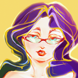 Size: 3000x3000 | Tagged: safe, artist:haokan, character:rarity, species:human, female, glasses, humanized, rarity's glasses, simple background, sketch, solo, yellow background