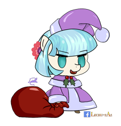 Size: 800x834 | Tagged: safe, artist:lechu-zaz, character:coco pommel, species:earth pony, species:pony, christmas, clothing, fate/grand order, hat, holiday, padoru, santa hat, simple background, transparent background