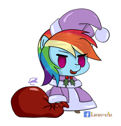 Size: 800x834 | Tagged: safe, artist:lechu-zaz, character:rainbow dash, species:pegasus, species:pony, christmas, clothing, fate/grand order, hat, holiday, padoru, santa hat, simple background, transparent background