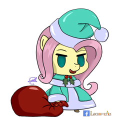 Size: 800x834 | Tagged: safe, artist:lechu-zaz, character:fluttershy, species:pegasus, species:pony, christmas, clothing, fate/grand order, hat, holiday, padoru, santa hat, simple background, transparent background