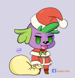 Size: 800x834 | Tagged: safe, artist:lechu-zaz, character:spike, species:dog, my little pony:equestria girls, christmas, clothing, fate/grand order, hat, holiday, padoru, santa hat, spike the dog