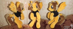 Size: 1024x415 | Tagged: safe, artist:allunacraft, species:pony, alex gaskarth, all time low, clothing, commission, irl, male, photo, plushie, ponified, shirt, solo, spread wings, stallion, t-shirt, tail feathers, wings