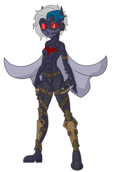 Size: 1488x2222 | Tagged: safe, artist:j053ph-d4n13l, oc, oc only, oc:elizabat stormfeather, oc:nite-mare, my little pony:equestria girls, alternate hairstyle, alternate universe, armor, belt, boots, cape, clothing, commission, equestria girls-ified, female, goggles, gun, handgun, holster, mask, pistol, pouch, shoes, simple background, solo, transparent background, weapon