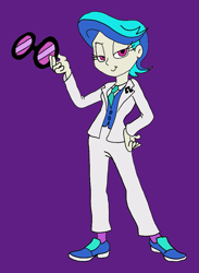 Size: 783x1071 | Tagged: safe, artist:bugssonicx, character:dj pon-3, character:vinyl scratch, my little pony:equestria girls, alternate universe, clothing, fancy, female, glasses, jacket, pants, shoes, solo, vinyl class